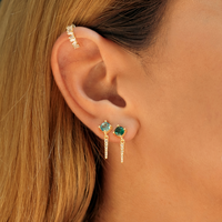 Long Pave Dagger Stud and Safety Pin Earring Set