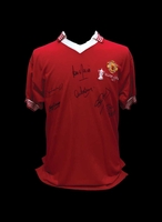 Manchester United 1977 FA Cup Winners shirt signed by 6. - Unframed + £0.00