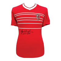 Mark Hughes signed Wales 1984 Home shirt