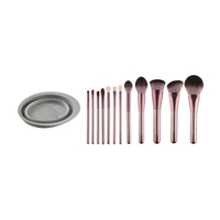 MissLady - Collapsible Make Up Brush Cleansing Pot - 1pc - Random Color X MissLady - Set Of 12 Make Up Brushes - 1set/12pcs - Grape