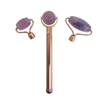 MissLady - Face Roller Gua Sha With Interchangeable Massage Head - 1 set - Purple