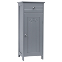 1-Door Freestanding Bathroom Storage Cabinet with Drawer and Adjustable Shelves-Grey