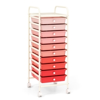 10 Drawers Mobile Storage Trolley with 4 Wheels for Beauty-Pink