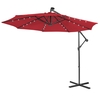 10 ft Cantilever Umbrella with 32 Solar-Powered LED Lights for Backyard Poolside Market-Wine