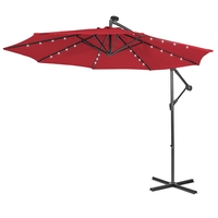 10 ft Cantilever Umbrella with 32 Solar-Powered LED Lights for Backyard Poolside Market-Wine