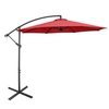 10 FT Patio Offset Umbrella with Cross Base and Crank for Garden Poolside and Yard-Red
