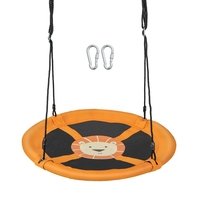 100cm Round Saucer Tree Swing with Adjustable Ropes-Yellow