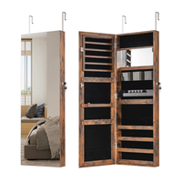 110 cm Jewelry Mirror Cabinet with Full-length Mirror and Interior Makeup Mirror-Rustic Brown
