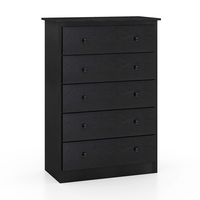 115cm Tall Wooden Storage Organizer Dresser with Metal Sliding Rails-Black