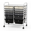 12 Drawers Rolling Storage Cart with 4 Wheels and Brakes-Gradient Black
