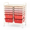12 Drawers Rolling Storage Cart with 4 Wheels and Brakes-Gradient Pink