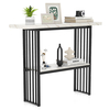 120 cm Long Narrow Console Table Faux Marble Entryway Table-White