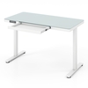 120 x 60 CM Whole-Piece Glass Standing Desk with Drawers,  Height Adjustable Desk,  Electric Stand up Desk with Writable Tempered Glass Top,  USB Type-C 