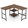 120cm L-Shaped Computer Desk Corner Study Writing Desk with Outlets-Rustic Brown