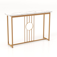 120cm Modern Faux Marble Top Console Table with Heavy-duty Metal Frame-White