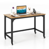 120cm Rolling Computer Desk on Wheels-Natural