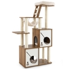 145cm Cat Tree Tower Multi-Level with Scratching Posts and 2 Condos-Natural