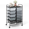 15 Drawer Rolling Storage Cart with 4 Wheels for Beauty Salon-Light Grey