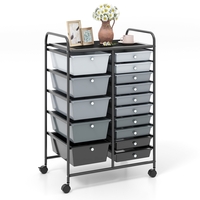 15 Drawer Rolling Storage Cart with 4 Wheels for Beauty Salon-Light Grey