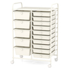 15 Drawer Rolling Storage Cart with 4 Wheels for Beauty Salon-White