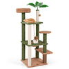 152cm Cute Cat Tree with Sisal Scratching Posts and Rope,  Plush Perch-Green