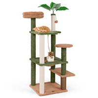 152cm Cute Cat Tree with Sisal Scratching Posts and Rope,  Plush Perch-Green