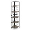 160 CM 5 tier Corner Bookshelf with Metal Frame X-shaped Brackets-Oak