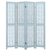 165cm 4-Panel Wooden Room Divider with Carved Cutout Pattern and Solid Wood Frame-4-Panel