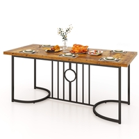 180 cm Large Dining Table for 6-8 People with Wooden Tabletop-Brown
