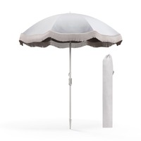 180 cm Outdoor Fringe Patio Umbrella with Carrying Bag-White