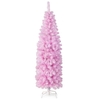180 cm Pink Slim Xmas Tree with 475 Branch Tips and 250 Cold White LED Lights