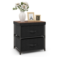 2-Drawer Nightstand Bedside Table with Removable Lid for Bedroom,  Living Room-Black