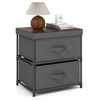 2-Drawer Nightstand Bedside Table with Removable Lid for Bedroom,  Living Room-Grey