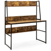 2 in 1 Computer Desk with Storage Bookshelf for Bedroom-Antique