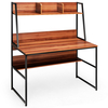 2 in 1 Computer Desk with Storage Bookshelf for Bedroom-Brown