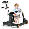 2-in-1 Foldable Baby Walker with Adjustable Height and Speed-Black