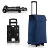 2 in 1 Foldable Shopping Trolley with Detachable Bag and Adjustable Height-Dark Blue
