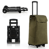 2 in 1 Foldable Shopping Trolley with Detachable Bag and Adjustable Height-Olive Green