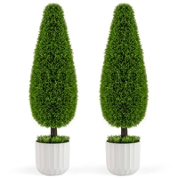 2 Pack 90cm Artificial Cedar Teardrop Shaped Bush-Green