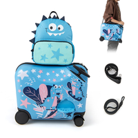 2 PCS Ride-on Carry-on Sit-on Kid Luggage Set with Spinner Wheels-Blue