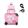 2 PCS Ride-on Carry-on Sit-on Kid Luggage Set with Spinner Wheels-Pink