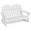 2 Person Outdoor Rocking Adirondack Chair Bench for Kids-White
