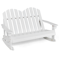 2 Person Outdoor Rocking Adirondack Chair Bench for Kids-White