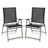 2 Piece Patio Folding Dining Chair Set with Weather-resistant Fabric-Black