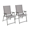 2 Piece Patio Folding Dining Chair Set with Weather-resistant Fabric-Grey