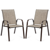 2 Piece Patio Outdoor Camping Chairs Set with Breathable Fabric-Grey
