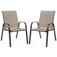 2 Piece Patio Outdoor Camping Chairs Set with Breathable Fabric-Grey