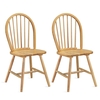 2 Piece Wooden Kitchen Dining chairs with High Spindle Back-Natural