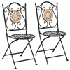 2 Pieces Folding Mosaic Dining Chair Set with Backrest