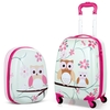 2 Pieces Kids Luggage Set with Carry-on Suitcase and Backpack-Owl